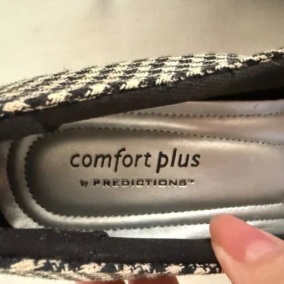 Comfort Plus Heels Size 8W Black White Houndstooth Pointed Toe Pumps - Picture 3 of 10